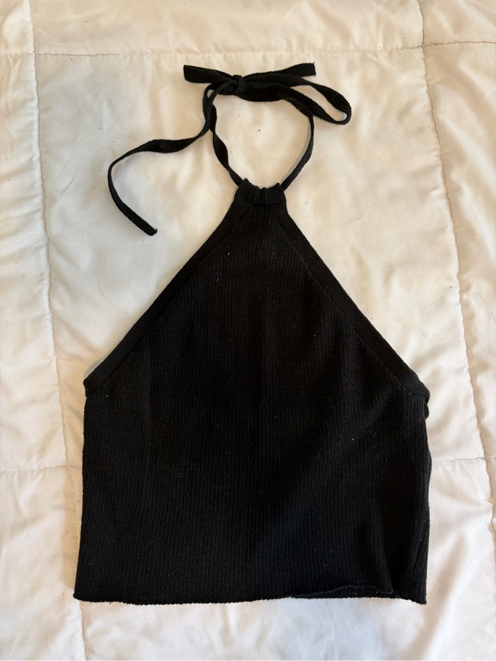 Black Halter Knit Crop Top